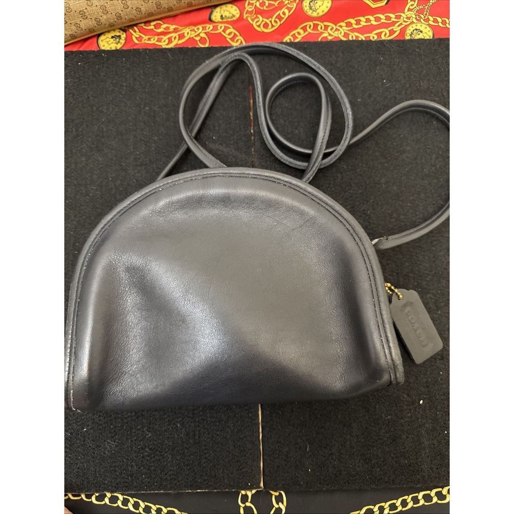Vintage Coach Kimball Zip Bag Crossbody Shoulder Black Leather Made in USA EUC